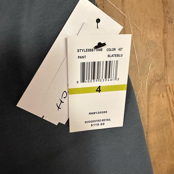 Amanda & Chelsea Women's Modern Fit Slate Blue Straight Leg Ankle Pants - Picture 7 of 8